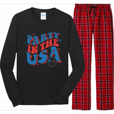 American Flag Party In Usa 4th July Patriotic Long Sleeve Pajama Set