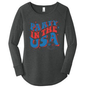 American Flag Party In Usa 4th July Patriotic Women's Perfect Tri Tunic Long Sleeve Shirt