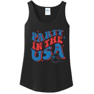 American Flag Party In Usa 4th July Patriotic Ladies Essential Tank