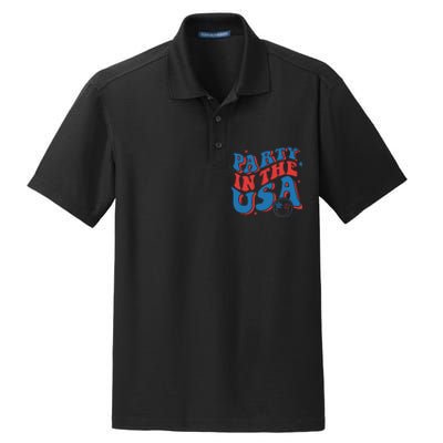 American Flag Party In Usa 4th July Patriotic Dry Zone Grid Polo