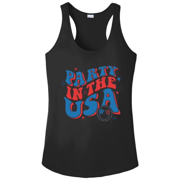 American Flag Party In Usa 4th July Patriotic Ladies PosiCharge Competitor Racerback Tank