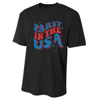 American Flag Party In Usa 4th July Patriotic Performance Sprint T-Shirt