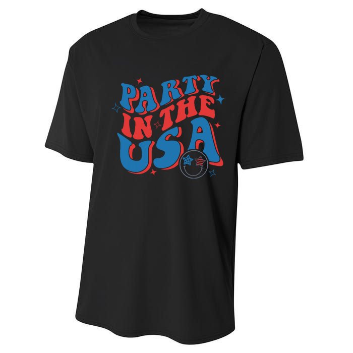 American Flag Party In Usa 4th July Patriotic Performance Sprint T-Shirt