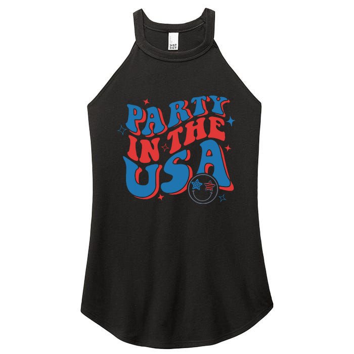 American Flag Party In Usa 4th July Patriotic Women's Perfect Tri Rocker Tank