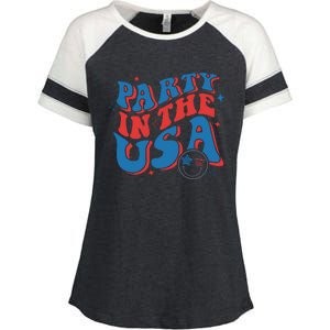 American Flag Party In Usa 4th July Patriotic Enza Ladies Jersey Colorblock Tee