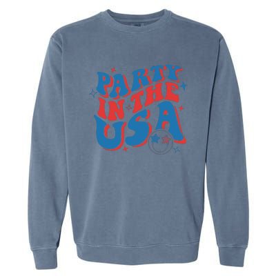 American Flag Party In Usa 4th July Patriotic Garment-Dyed Sweatshirt