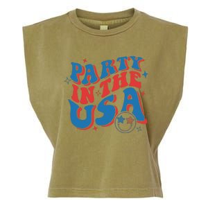 American Flag Party In Usa 4th July Patriotic Garment-Dyed Women's Muscle Tee