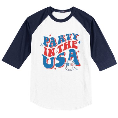 American Flag Party In Usa 4th July Patriotic Baseball Sleeve Shirt