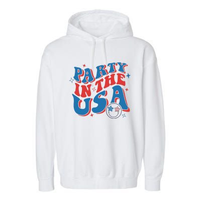 American Flag Party In Usa 4th July Patriotic Garment-Dyed Fleece Hoodie