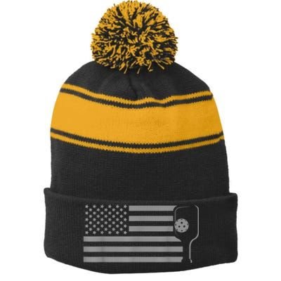 American Flag Pickleball Apparel Pickleball Stripe Pom Pom Beanie