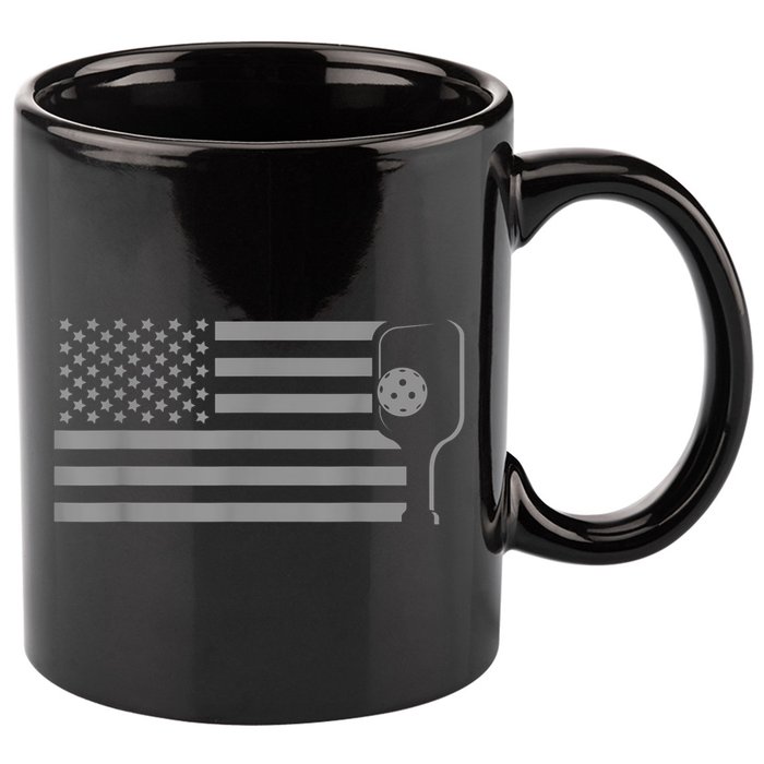 American Flag Pickleball Apparel Pickleball 11oz C Handle Ceramic Mug