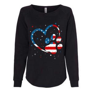 American Flag Patriotic Dog & Cat Paw Print - 4th Of July Womens California Wash Sweatshirt