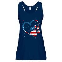 American Flag Patriotic Dog & Cat Paw Print - 4th Of July Ladies Essential Flowy Tank