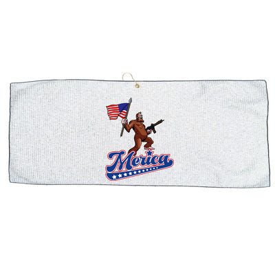 American Flag Patriotic Bigfoot Merica Large Microfiber Waffle Golf Towel