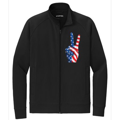 American Flag Peace Sign Hand Fourth of July vintage Stretch Full-Zip Cadet Jacket