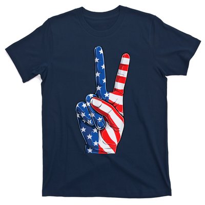 American Flag Peace Sign Hand Fourth of July vintage T-Shirt