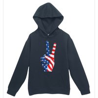 American Flag Peace Sign Hand Fourth of July vintage Urban Pullover Hoodie