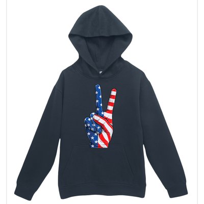 American Flag Peace Sign Hand Fourth of July vintage Urban Pullover Hoodie