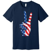 American Flag Peace Sign Hand Fourth of July vintage Premium T-Shirt