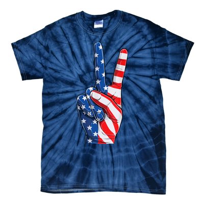 American Flag Peace Sign Hand Fourth of July vintage Tie-Dye T-Shirt