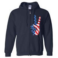 American Flag Peace Sign Hand Fourth of July vintage Full Zip Hoodie