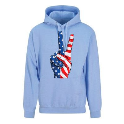 American Flag Peace Sign Hand Fourth of July vintage Unisex Surf Hoodie