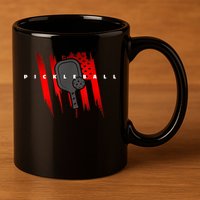 American Flag Pickleball Apparel Pickleball 11oz C Handle Ceramic Mug