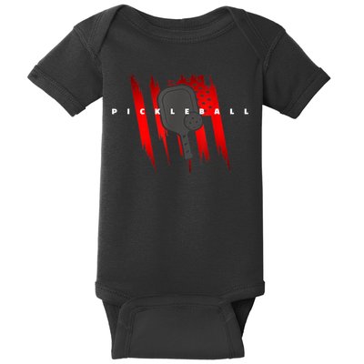 American Flag Pickleball Apparel Pickleball Baby Bodysuit