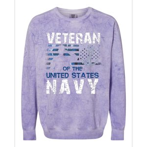 American Flag Proud To Be A US Na Vy Military Veteran Man Dad Grandpa Colorblast Crewneck Sweatshirt