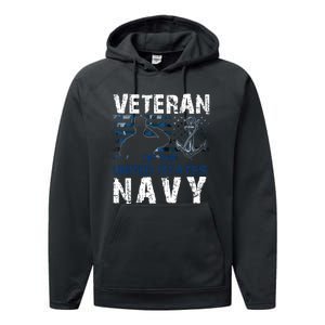 American Flag Proud To Be A US Na Vy Military Veteran Man Dad Grandpa Performance Fleece Hoodie