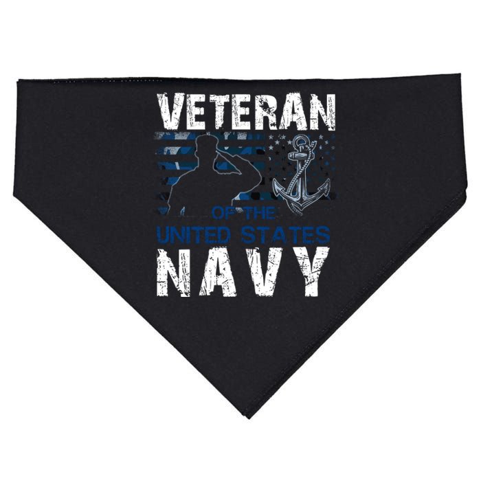 American Flag Proud To Be A US Na Vy Military Veteran Man Dad Grandpa USA-Made Doggie Bandana