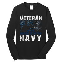 American Flag Proud To Be A US Na Vy Military Veteran Man Dad Grandpa Long Sleeve Shirt