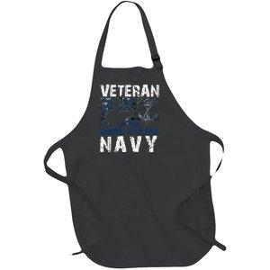 American Flag Proud To Be A US Na Vy Military Veteran Man Dad Grandpa Full-Length Apron With Pockets