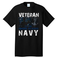 American Flag Proud To Be A US Na Vy Military Veteran Man Dad Grandpa Tall T-Shirt