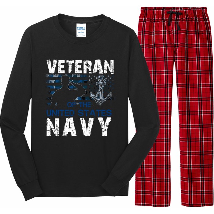 American Flag Proud To Be A US Na Vy Military Veteran Man Dad Grandpa Long Sleeve Pajama Set