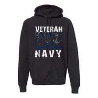 American Flag Proud To Be A US Na Vy Military Veteran Man Dad Grandpa Premium Hoodie