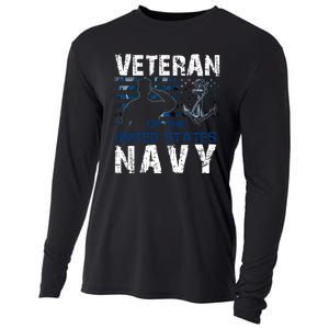 American Flag Proud To Be A US Na Vy Military Veteran Man Dad Grandpa Cooling Performance Long Sleeve Crew