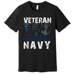 American Flag Proud To Be A US Na Vy Military Veteran Man Dad Grandpa Premium T-Shirt