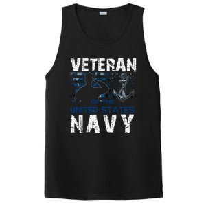 American Flag Proud To Be A US Na Vy Military Veteran Man Dad Grandpa PosiCharge Competitor Tank