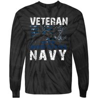 American Flag Proud To Be A US Na Vy Military Veteran Man Dad Grandpa Tie-Dye Long Sleeve Shirt