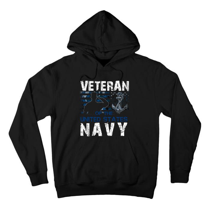 American Flag Proud To Be A US Na Vy Military Veteran Man Dad Grandpa Tall Hoodie