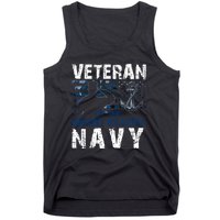 American Flag Proud To Be A US Na Vy Military Veteran Man Dad Grandpa Tank Top