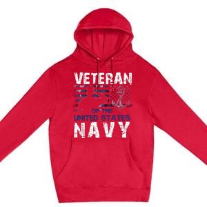 American Flag Proud To Be A US Na Vy Military Veteran Man Dad Grandpa Premium Pullover Hoodie