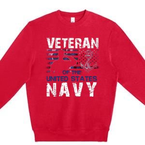 American Flag Proud To Be A US Na Vy Military Veteran Man Dad Grandpa Premium Crewneck Sweatshirt