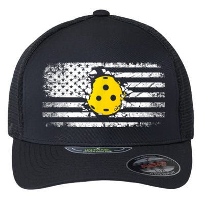 American Flag Pickleball Apparel Pickleball Flexfit Unipanel Trucker Cap