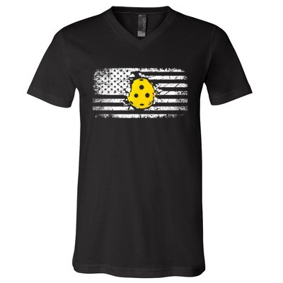 American Flag Pickleball Apparel Pickleball V-Neck T-Shirt