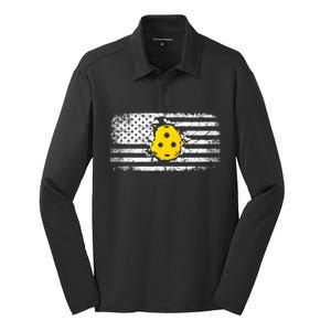 American Flag Pickleball Apparel Pickleball Silk Touch Performance Long Sleeve Polo