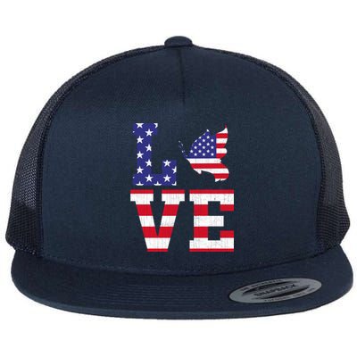 American Flag Patriotic Butterfly Lover Usa Flag 4th Of July Cool Gift Flat Bill Trucker Hat