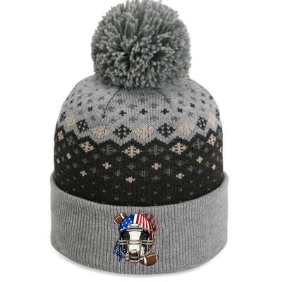 American Football Player Cow Farm Animal Patriotic Cow Lover Cute Gift The Baniff Cuffed Pom Beanie