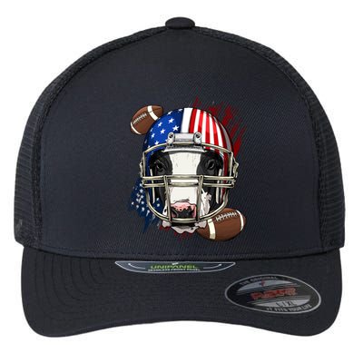 American Football Player Cow Farm Animal Patriotic Cow Lover Cute Gift Flexfit Unipanel Trucker Cap